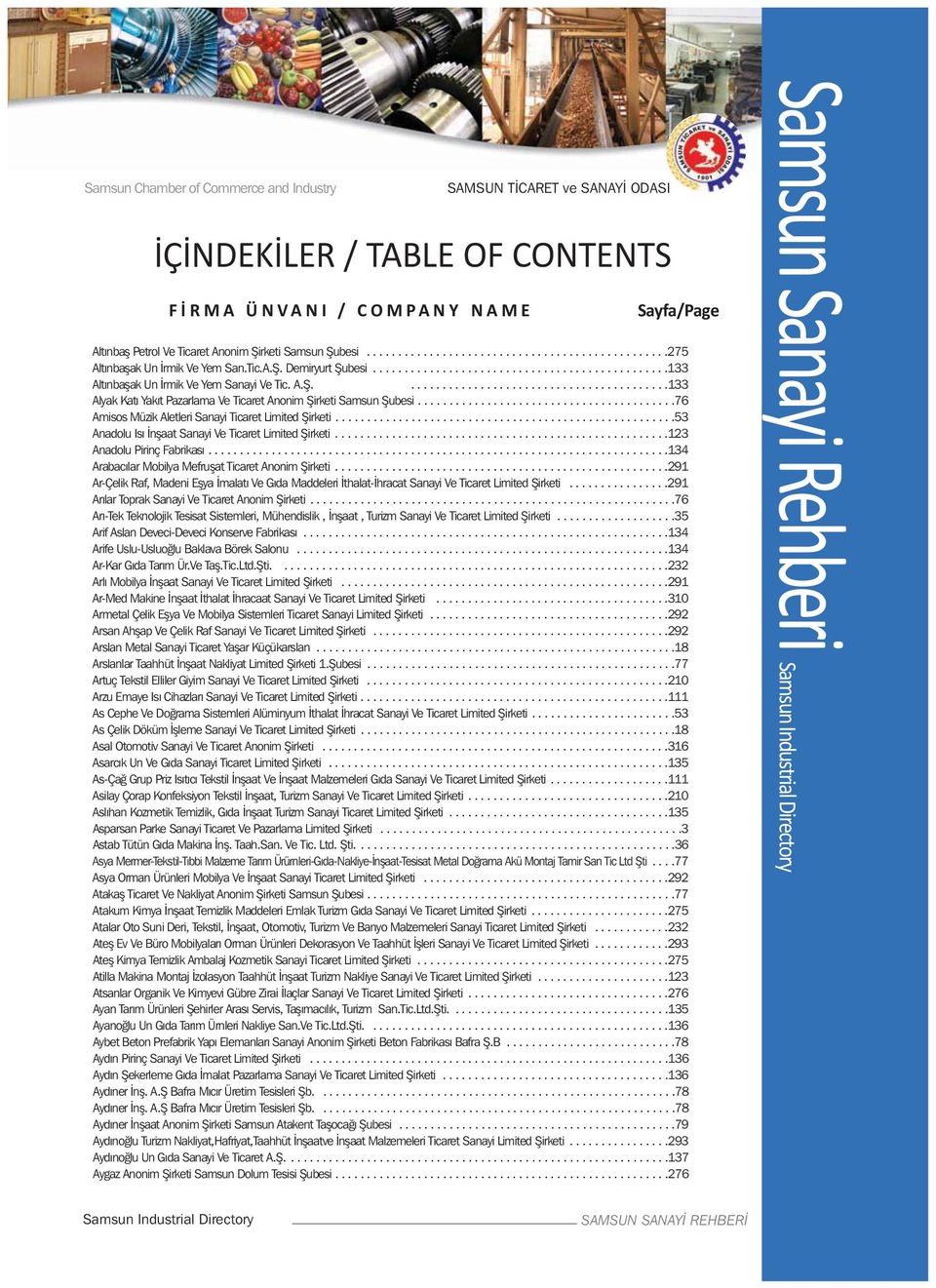 ..53 Anadolu Isı İnşaat Sanayi Ve Ticaret Limited Şirketi...123 AnadoluPirinçFabrikası...134 Arabacılar Mobilya Mefruşat Ticaret Anonim Şirketi.