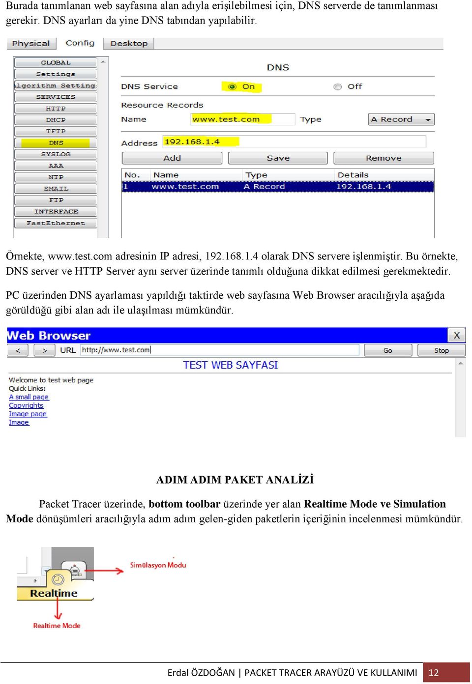 PC üzerinden DNS ayarlaması yapıldığı taktirde web sayfasına Web Browser aracılığıyla aşağıda görüldüğü gibi alan adı ile ulaşılması mümkündür.