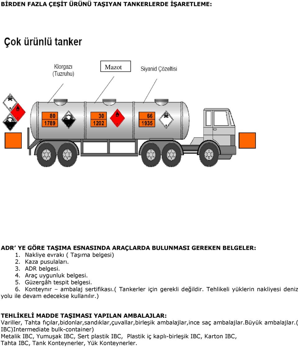 Tehlikeli yüklerin nakliyesi deniz yolu ile devam edecekse kullanılır.