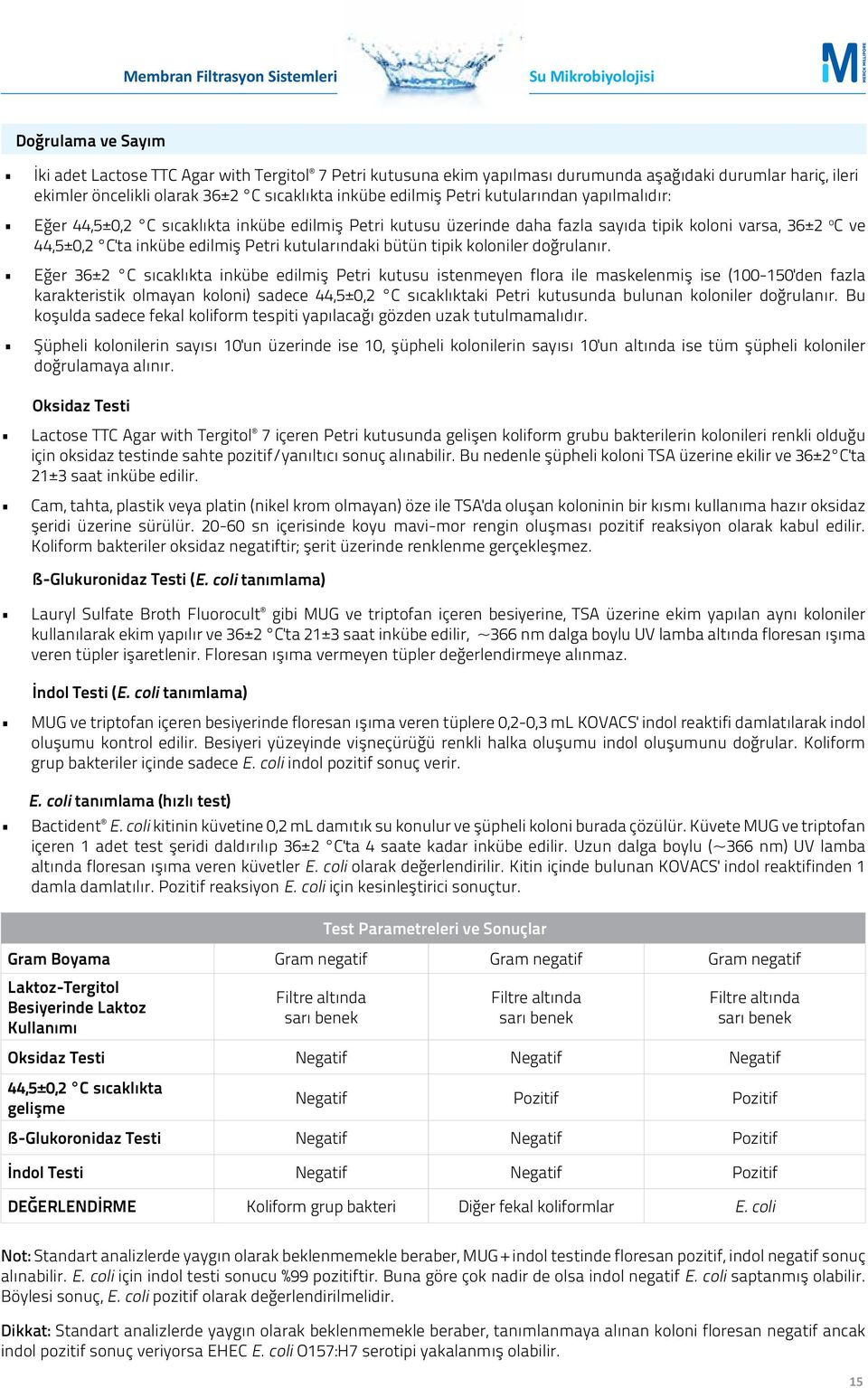 C'ta inkübe edilmiş Petri kutularındaki bütün tipik koloniler doğrulanır.