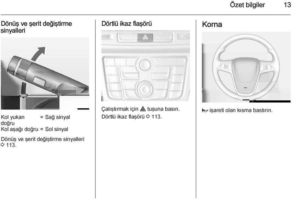 sinyal Dönüş ve şerit değiştirme sinyalleri 3 113.