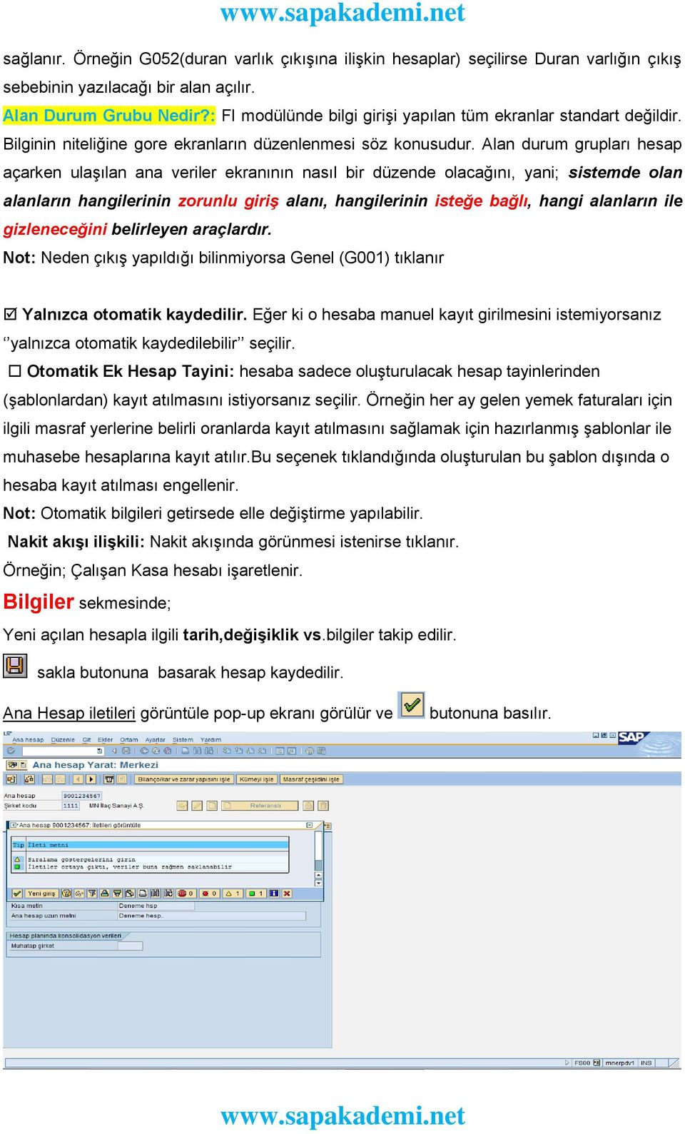 Alan durum grupları hesap açarken ulaşılan ana veriler ekranının nasıl bir düzende olacağını, yani; sistemde olan alanların hangilerinin zorunlu giriş alanı, hangilerinin isteğe bağlı, hangi