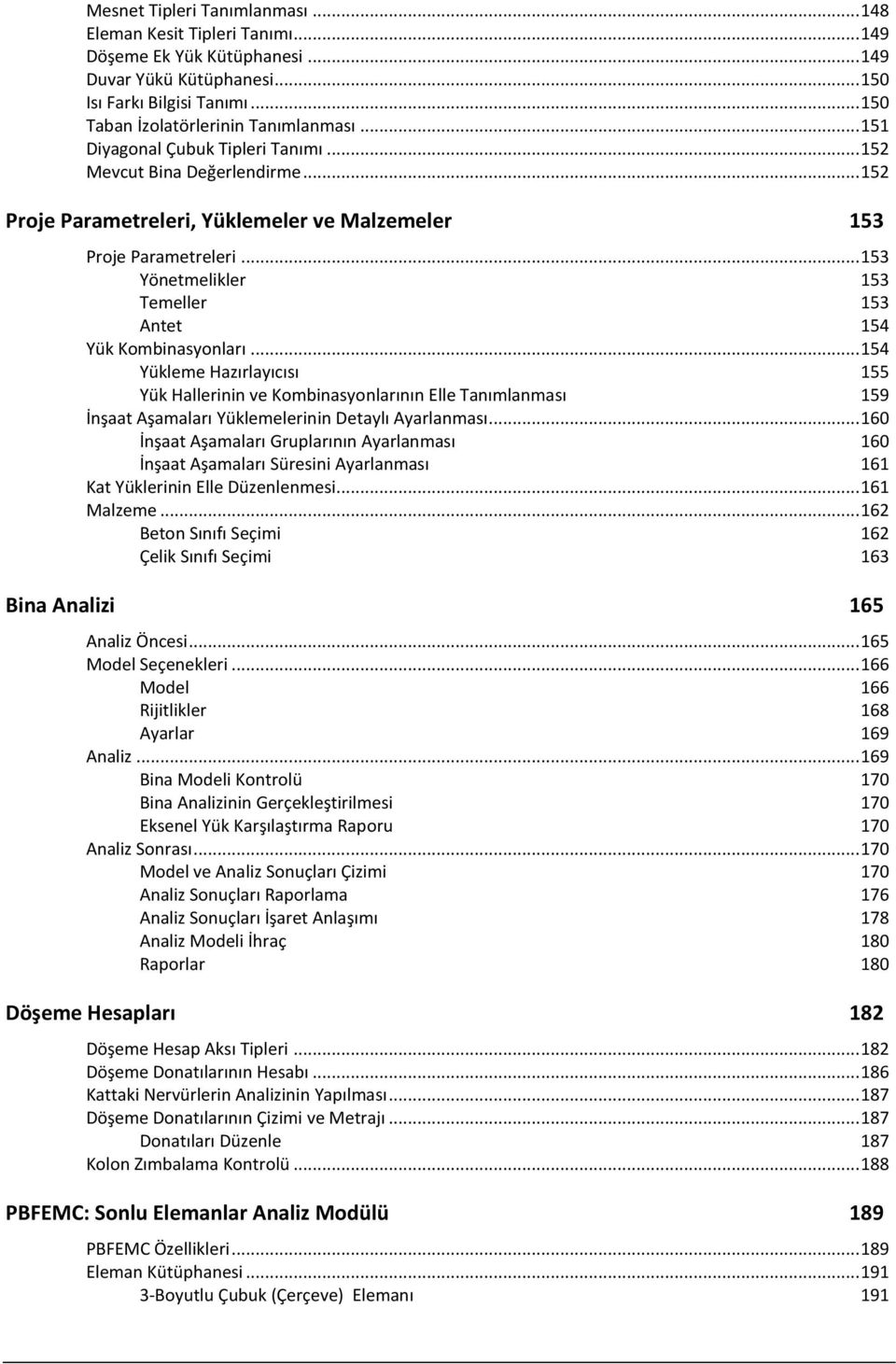 .. 153 Yönetmelikler 153 Temeller 153 Antet 154 Yük Kombinasyonları.