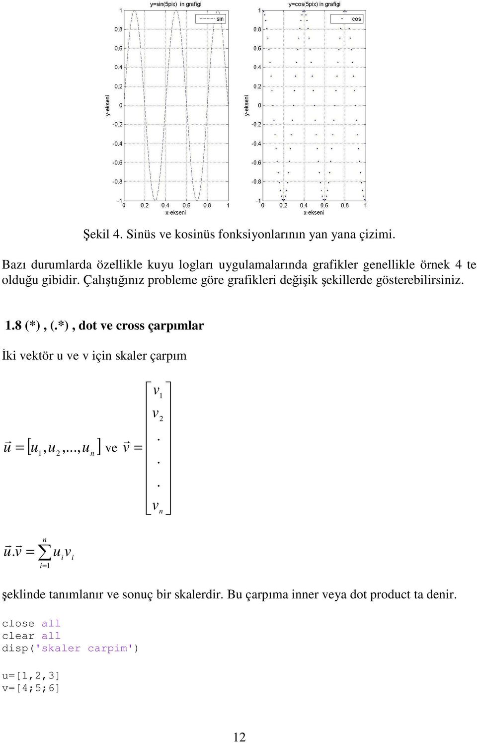 Çalıştığınız probleme göre grafikleri değişik şekillerde gösterebilirsiniz. 1.8 (*), (.