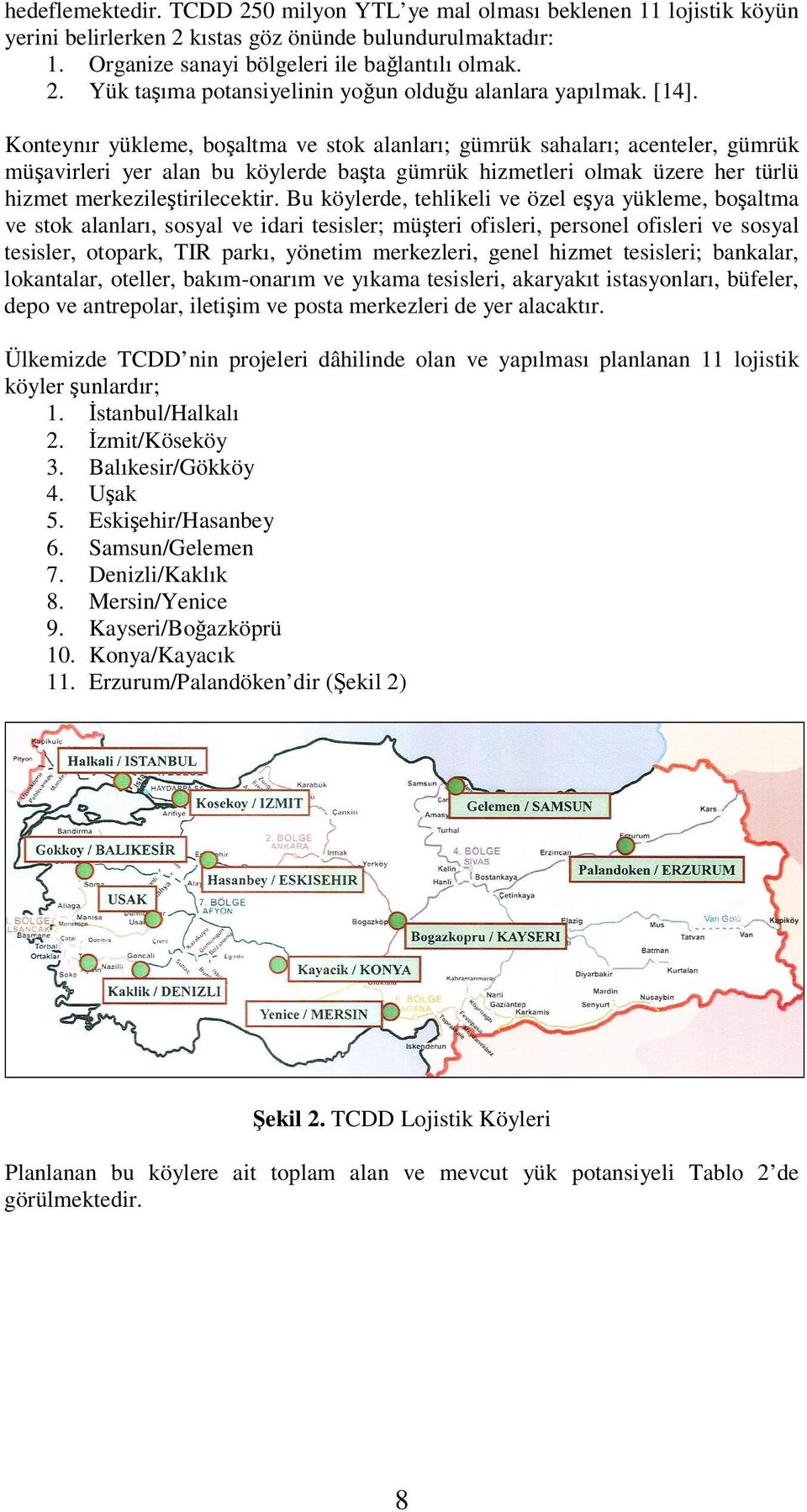 Bu köylerde, tehlikeli ve özel eya yükleme, boaltma ve stok alanları, sosyal ve idari tesisler; müteri ofisleri, personel ofisleri ve sosyal tesisler, otopark, TIR parkı, yönetim merkezleri, genel