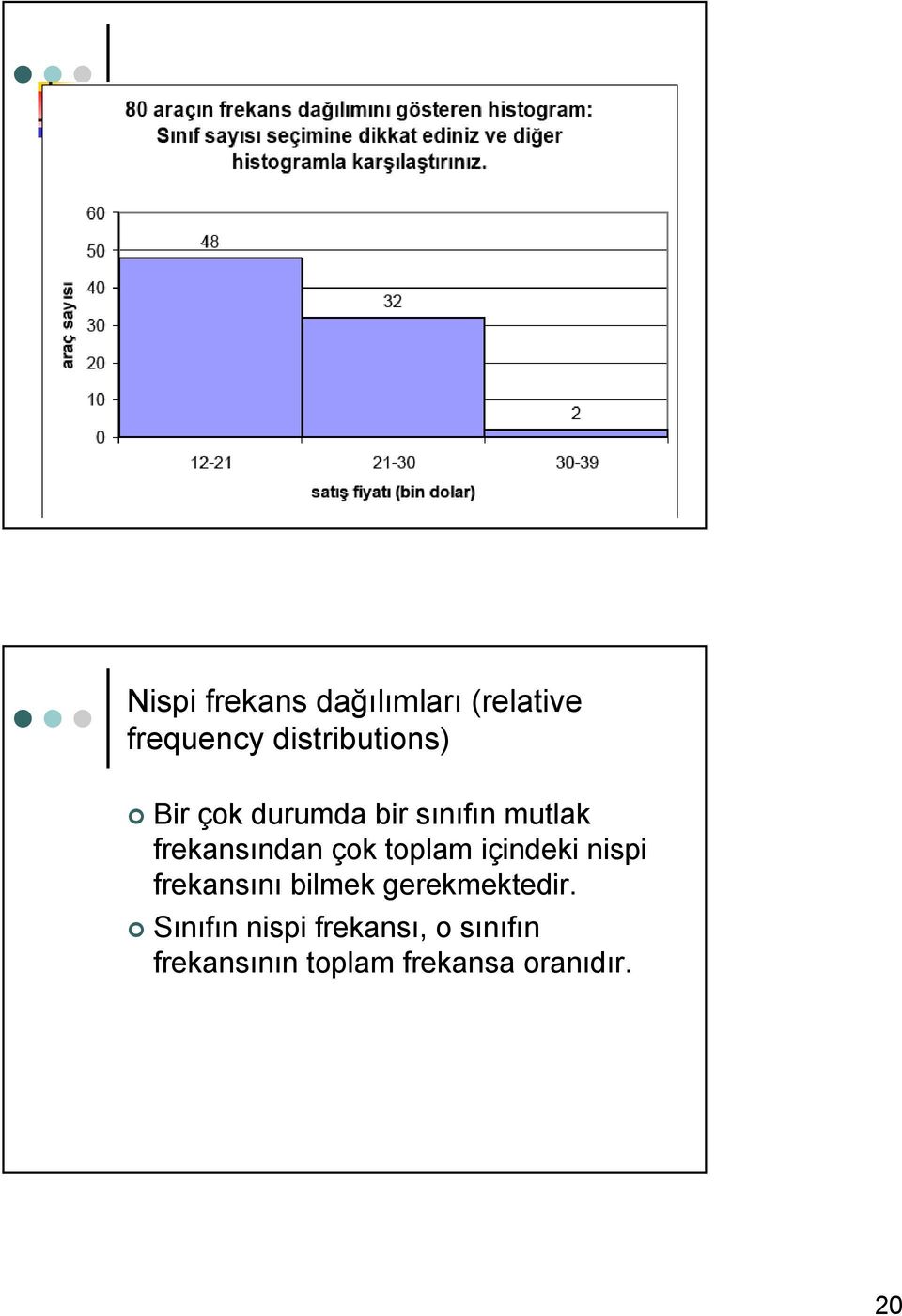 içindeki nispi frekansını bilmek gerekmektedir.