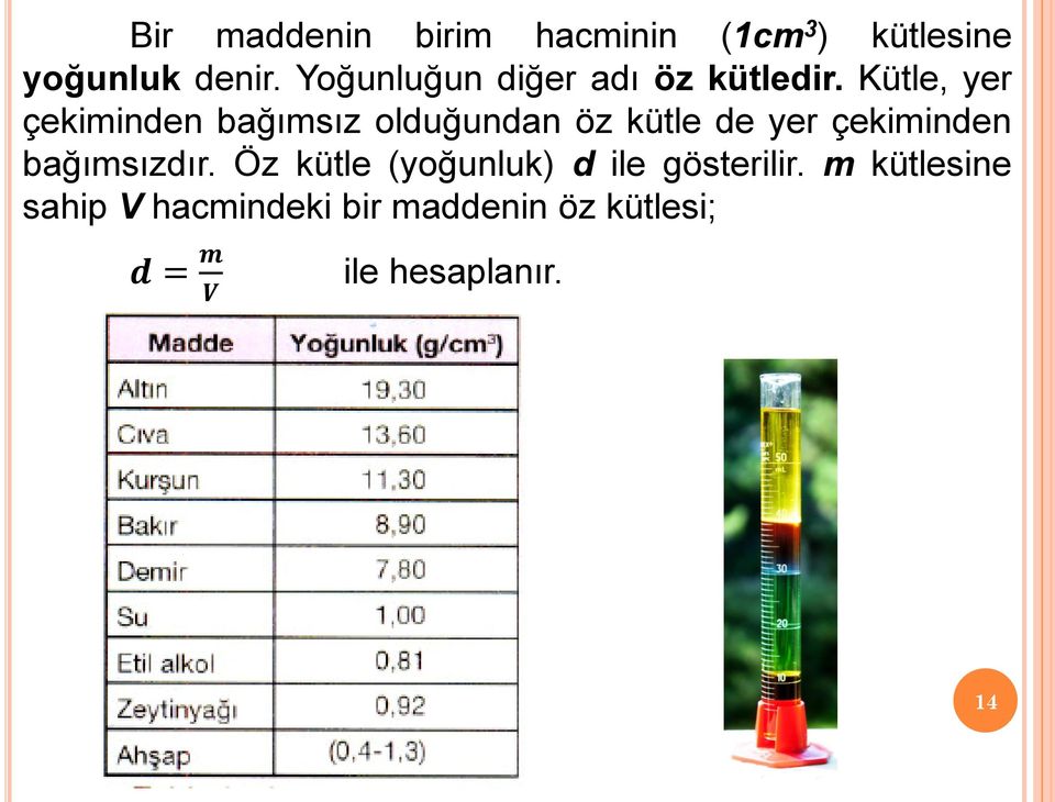 Kütle, yer çekiminden bağımsız olduğundan öz kütle de yer çekiminden