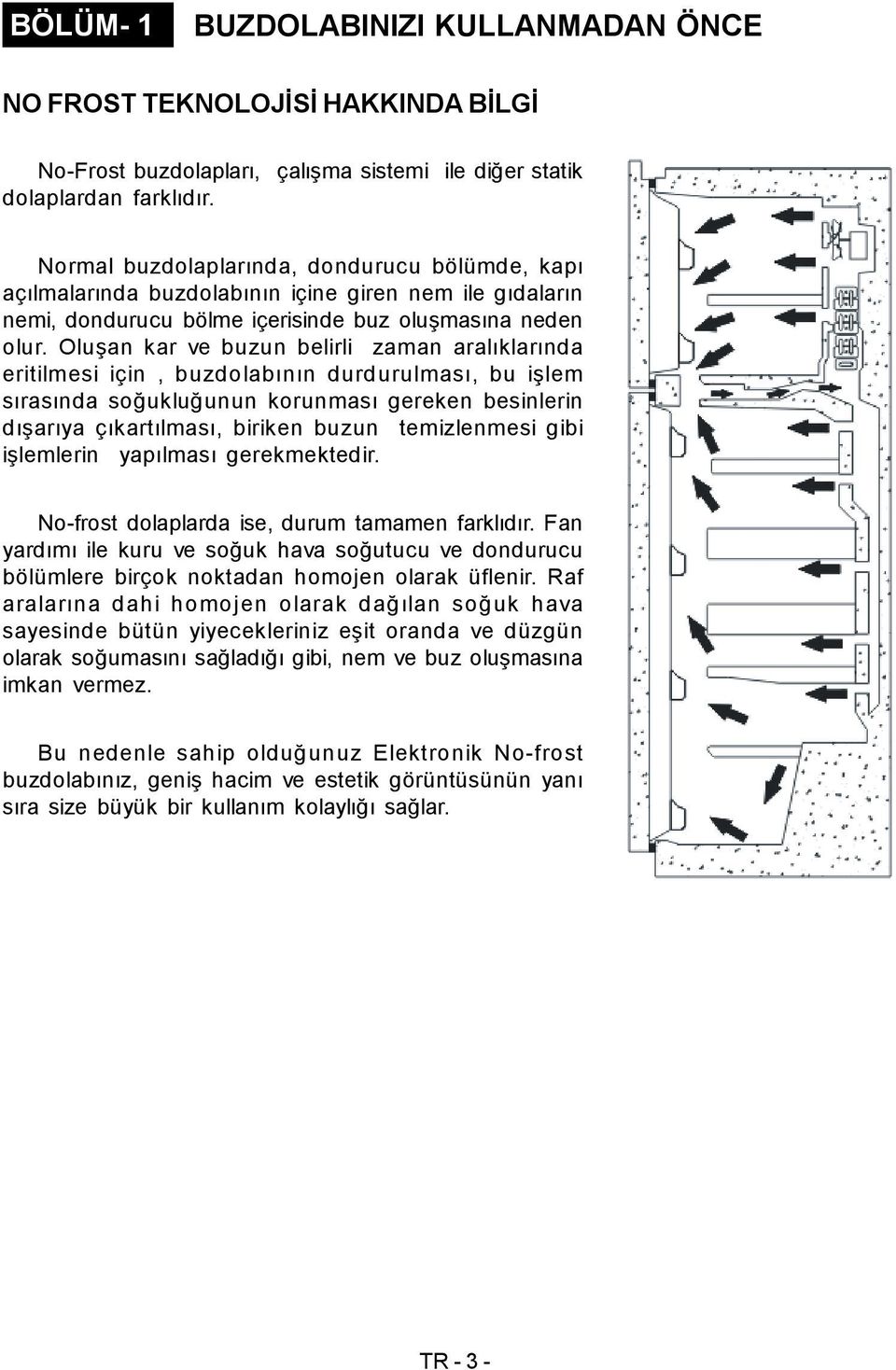 Oluşan kar ve buzun belirli zaman aralıklarında eritilmesi için, buzdolabının durdurulması, bu işlem sırasında soğukluğunun korunması gereken besinlerin dışarıya çıkartılması, biriken buzun