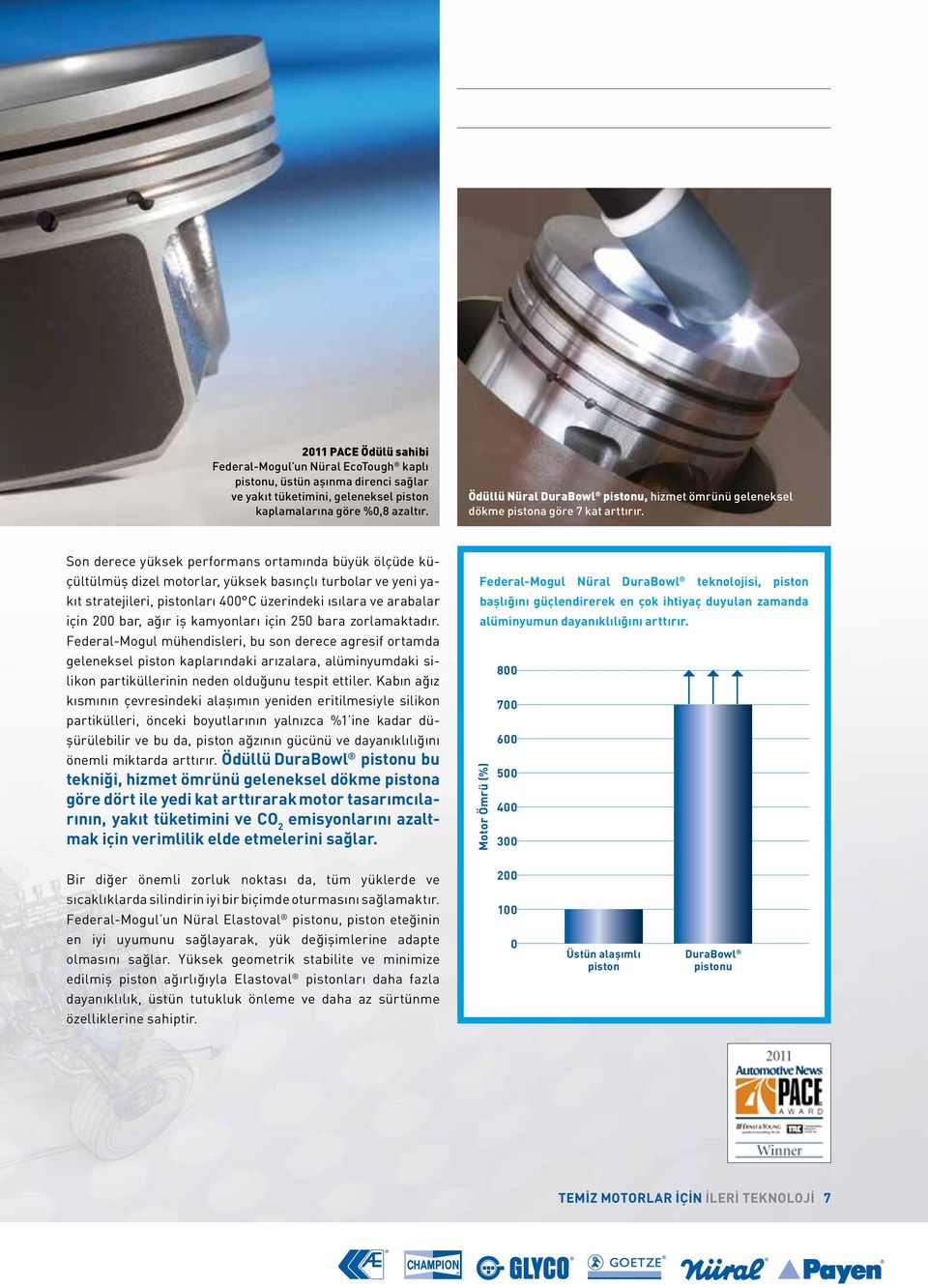 Son derece yüksek performans ortamında büyük ölçüde küçültülmüş dizel motorlar, yüksek basınçlı turbolar ve yeni yakıt stratejileri, pistonları 400 C üzerindeki ısılara ve arabalar için 200 bar, ağır