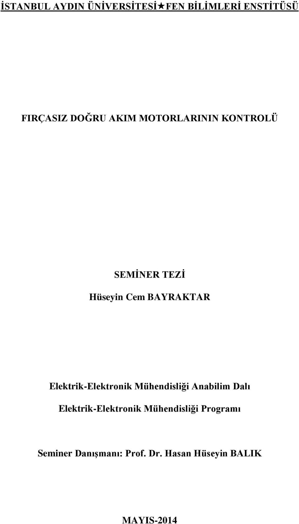 Elektrik-Elektronik Mühendisliği Anabilim Dalı Elektrik-Elektronik