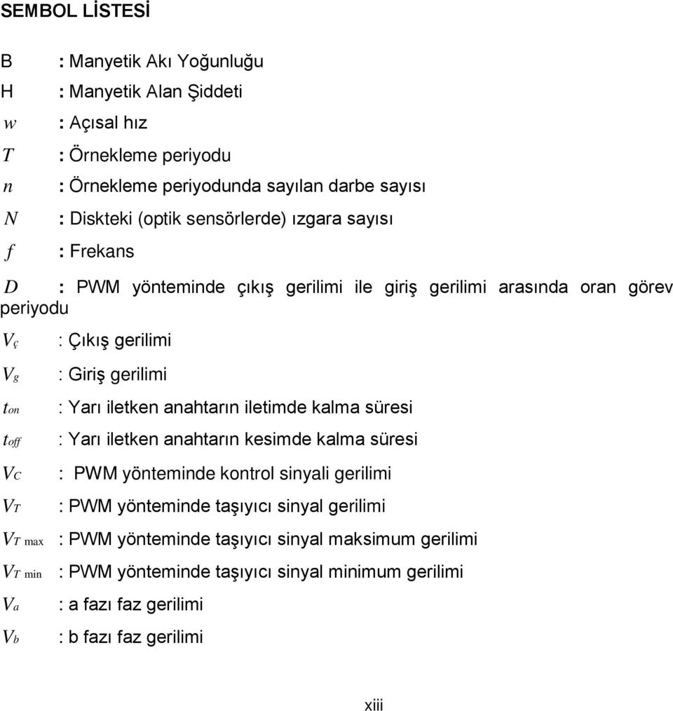 iletken anahtarın iletimde kalma süresi t off : Yarı iletken anahtarın kesimde kalma süresi V C V T : PWM yönteminde kontrol sinyali gerilimi : PWM yönteminde taşıyıcı sinyal