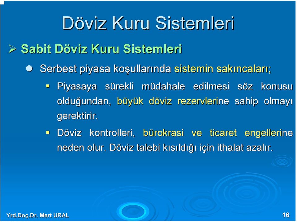 döviz rezervlerine sahip olmayı gerektirir.