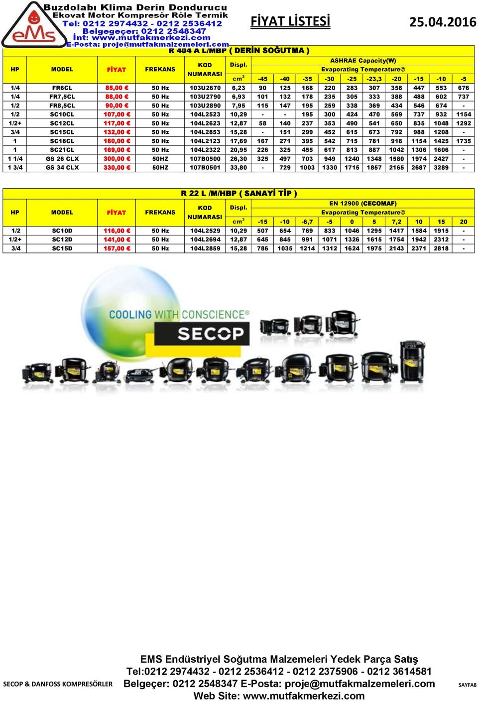 235 305 333 388 488 602 737 1/2 FR8,5CL 90,00 50 Hz 103U2890 7,95 115 147 195 259 338 369 434 546 674-1/2 SC10CL 107,00 50 Hz 104L2523 10,29 - - 195 300 424 470 569 737 932 1154 1/2+ SC12CL 117,00 50