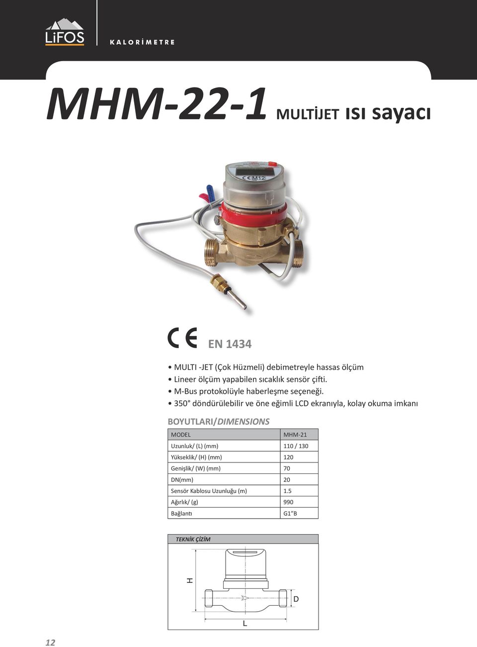 350 döndürülebilir ve öne eğimli LCD ekranıyla, kolay okuma imkanı BOYUTLARI/DIMENSIONS MODEL MHM-21 Uzunluk/