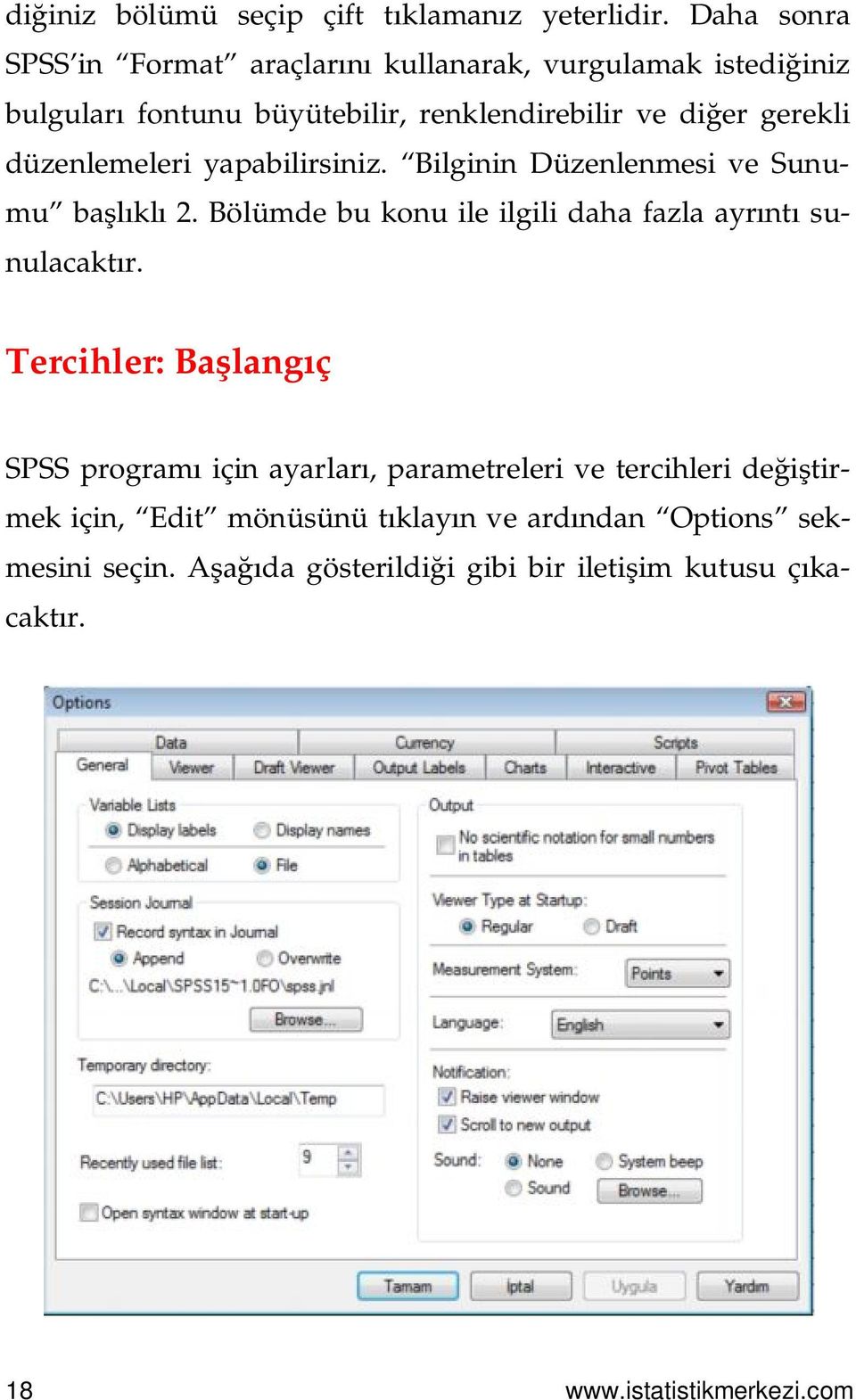 düzenlemeleri yapabilirsiniz. Bilginin Düzenlenmesi ve Sunumu başlıklı 2. Bölümde bu konu ile ilgili daha fazla ayrıntı sunulacaktır.