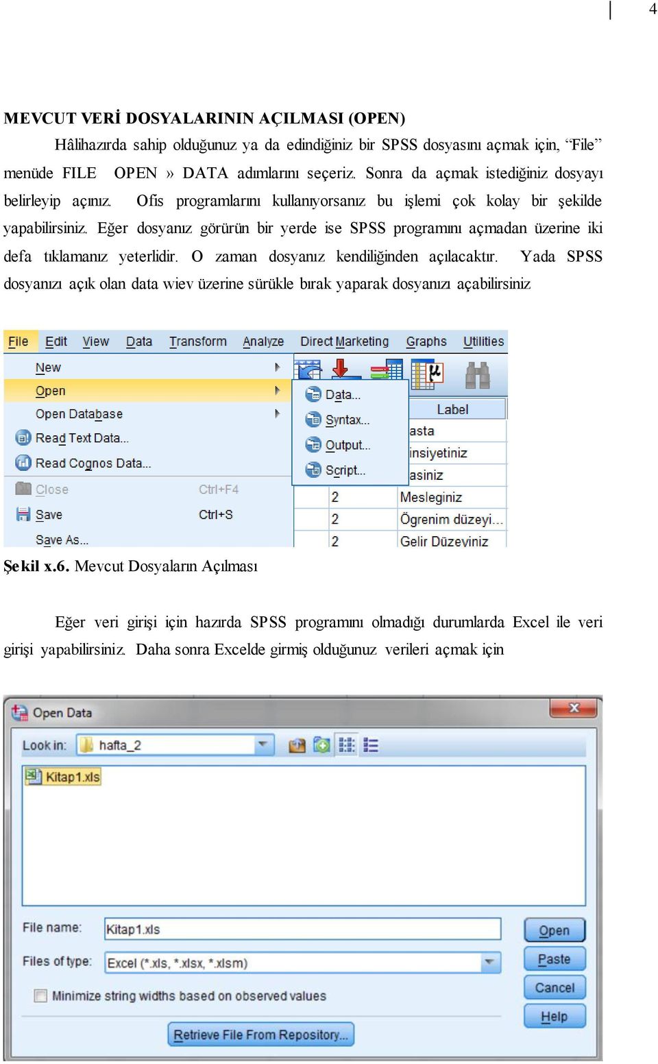 Eğer dosyanız görürün bir yerde ise SPSS programını açmadan üzerine iki defa tıklamanız yeterlidir. O zaman dosyanız kendiliğinden açılacaktır.