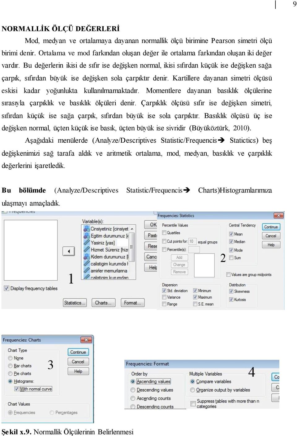 Bu değerlerin ikisi de sıfır ise değişken normal, ikisi sıfırdan küçük ise değişken sağa çarpık, sıfırdan büyük ise değişken sola çarpıktır denir.