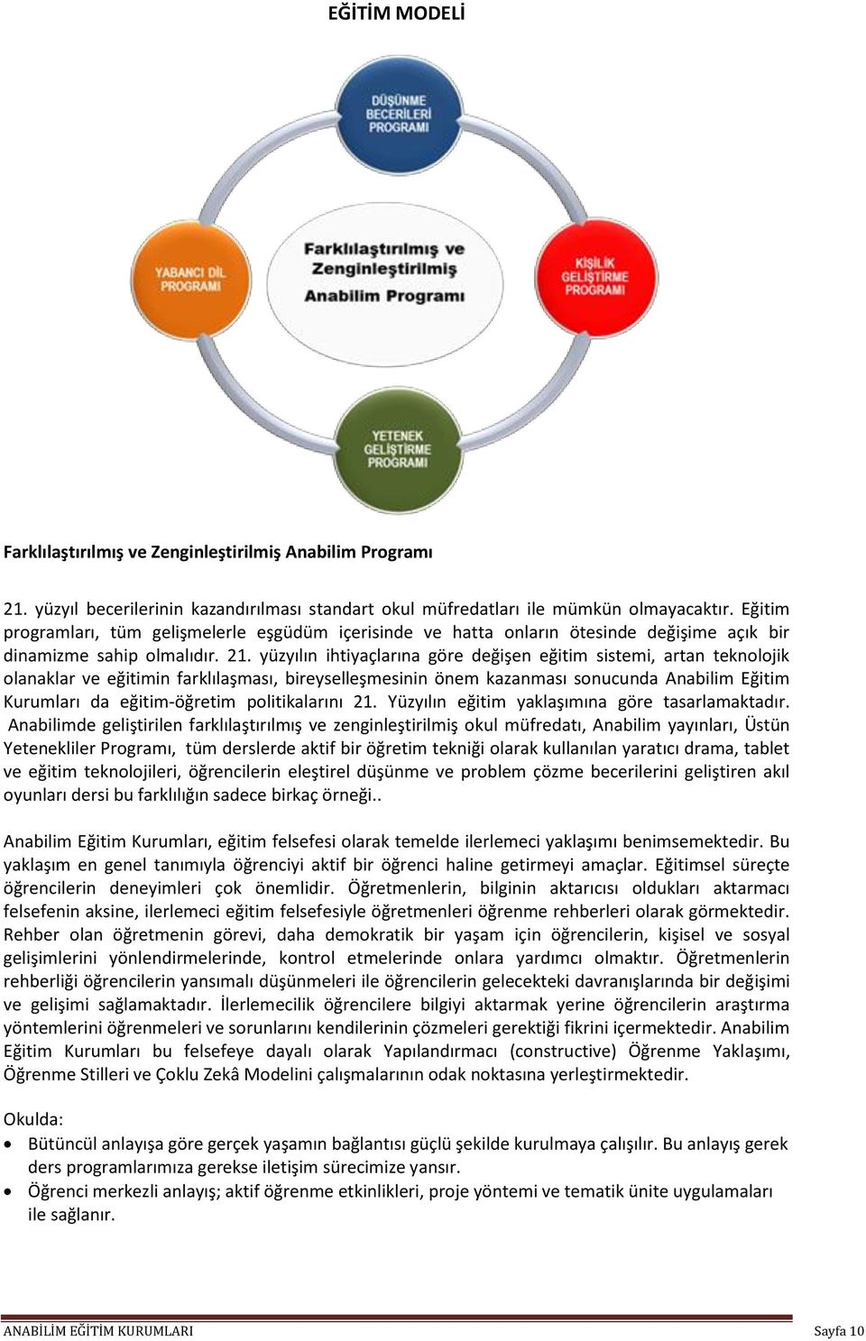 yüzyılın ihtiyaçlarına göre değişen eğitim sistemi, artan teknolojik olanaklar ve eğitimin farklılaşması, bireyselleşmesinin önem kazanması sonucunda Anabilim Eğitim Kurumları da eğitim-öğretim