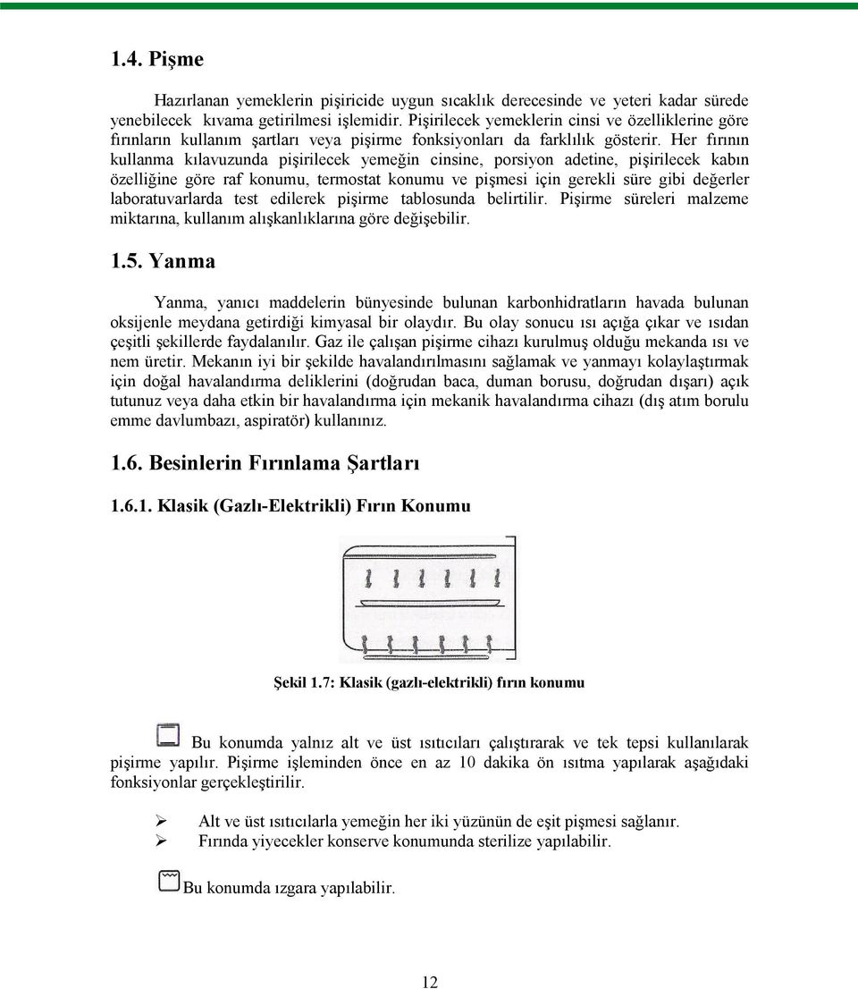 Her fırının kullanma kılavuzunda pişirilecek yemeğin cinsine, porsiyon adetine, pişirilecek kabın özelliğine göre raf konumu, termostat konumu ve pişmesi için gerekli süre gibi değerler