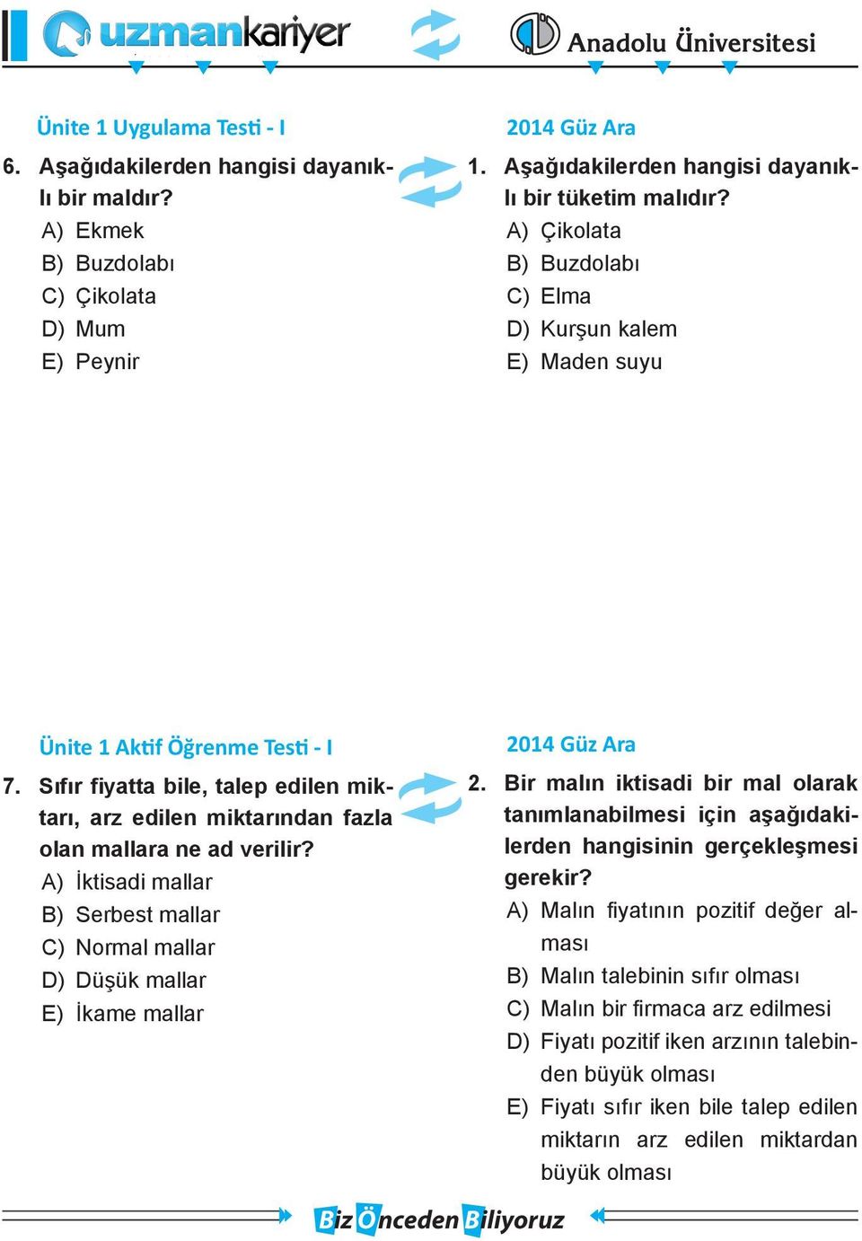 A) İktisadi mallar* B) Serbest mallar C) Normal mallar D) Düşük mallar E) İkame mallar 2. Bir malın iktisadi bir mal olarak tanımlanabilmesi için aşağıdakilerden hangisinin gerçekleşmesi gerekir?