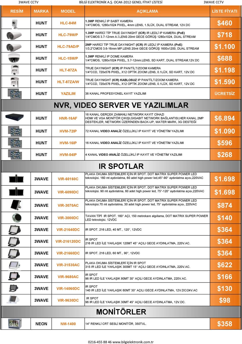 2"CMOS 3.6-16mm MP.LENS 20mt GECE GÖRÜŞ 1600x1200, DUAL STREAM $1.100 1.3MP RENKLİ IP DOME KAMERA 1/4"CMOS, 1280x1024 PIXEL, 3.7-12mm.LENS, SD KART, DUAL STREAM,12V.