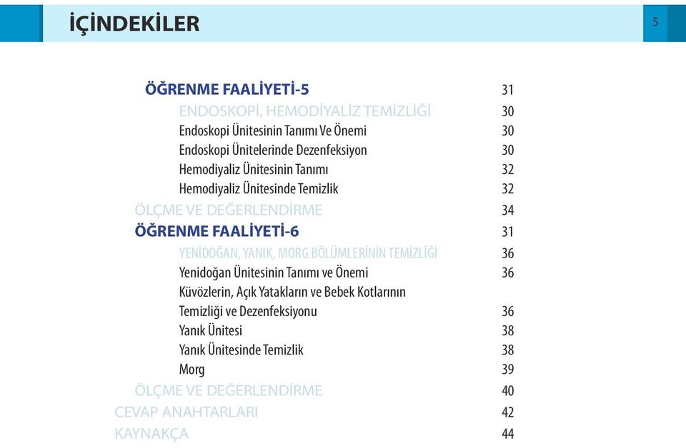 YENİDOĞAN, YANIK, MORG BÖLÜMLERİNİN TEMİZLİĞİ 36 Yenidoğan Ünitesinin Tanımı ve Önemi 36 Küvözlerin, Açık Yatakların ve Bebek Kotlarının