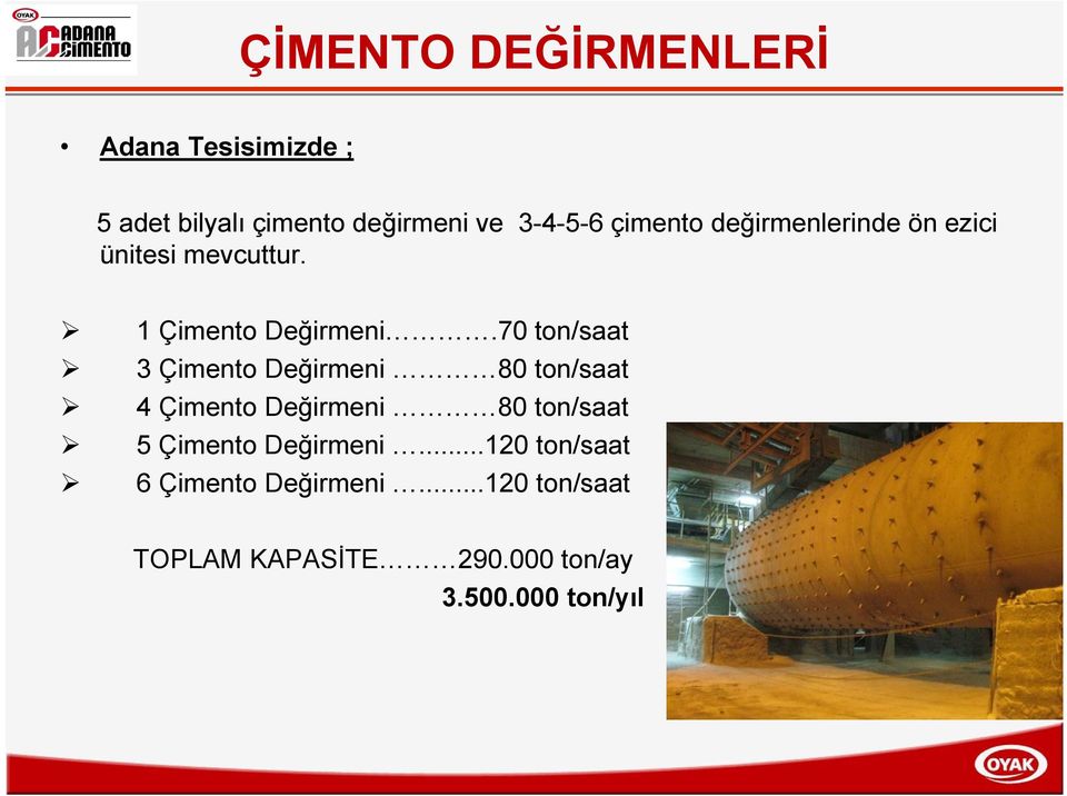 70 ton/saat 3 Çimento Değirmeni 80 ton/saat 4 Çimento Değirmeni 80 ton/saat 5 Çimento