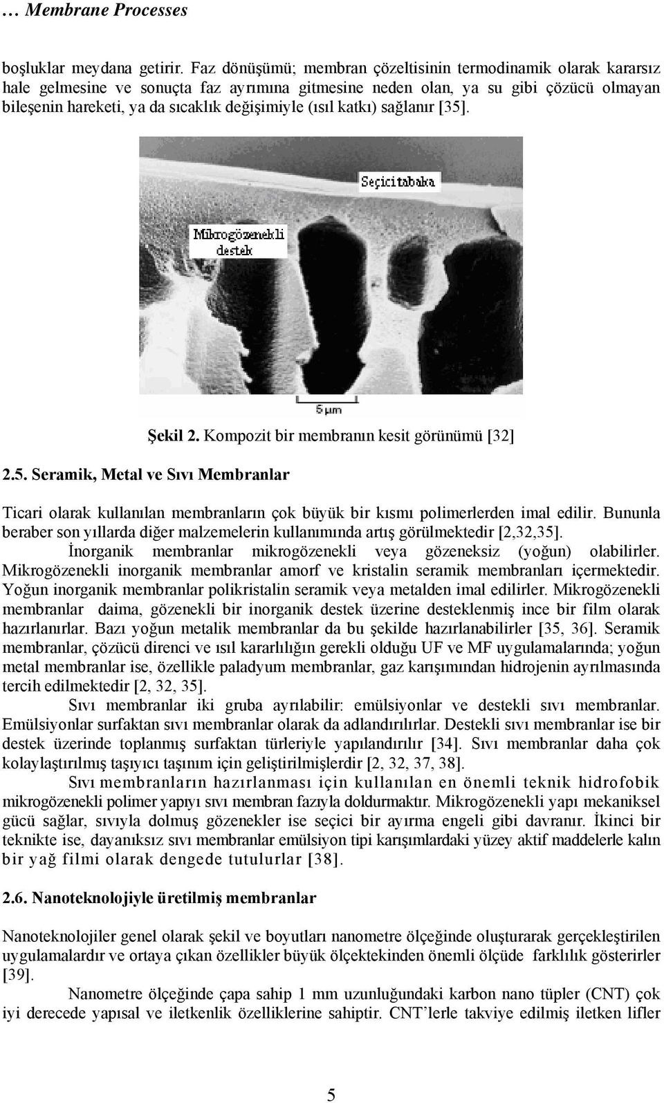 (ısıl katkı) sağlanır [35]. 2.5. Seramik, Metal ve Sıvı Membranlar Şekil 2.