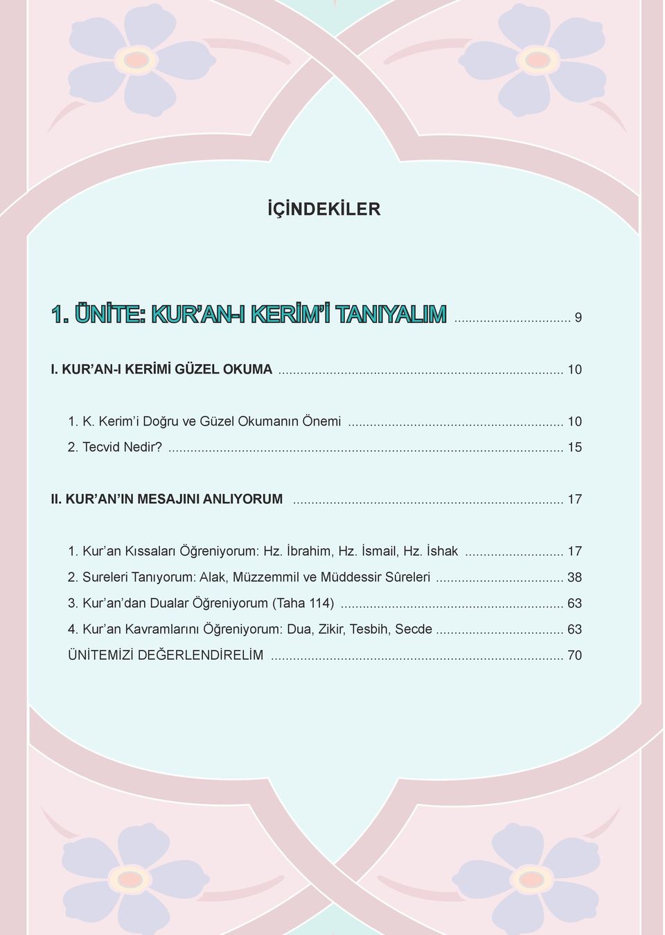 İsmail, Hz. İshak... 17 2. Sureleri Tanıyorum: Alak, Müzzemmil ve Müddessir Sûreleri... 38 3.