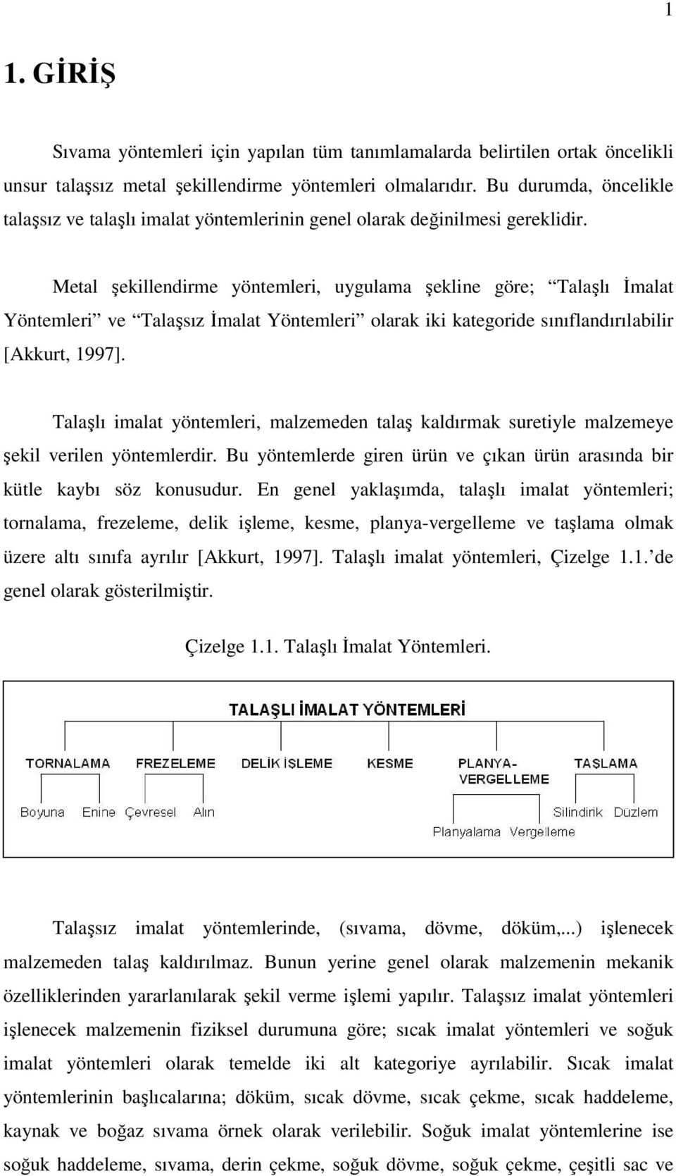 Metal şekillendirme yöntemleri, uygulama şekline göre; Talaşlı İmalat Yöntemleri ve Talaşsız İmalat Yöntemleri olarak iki kategoride sınıflandırılabilir [Akkurt, 1997].