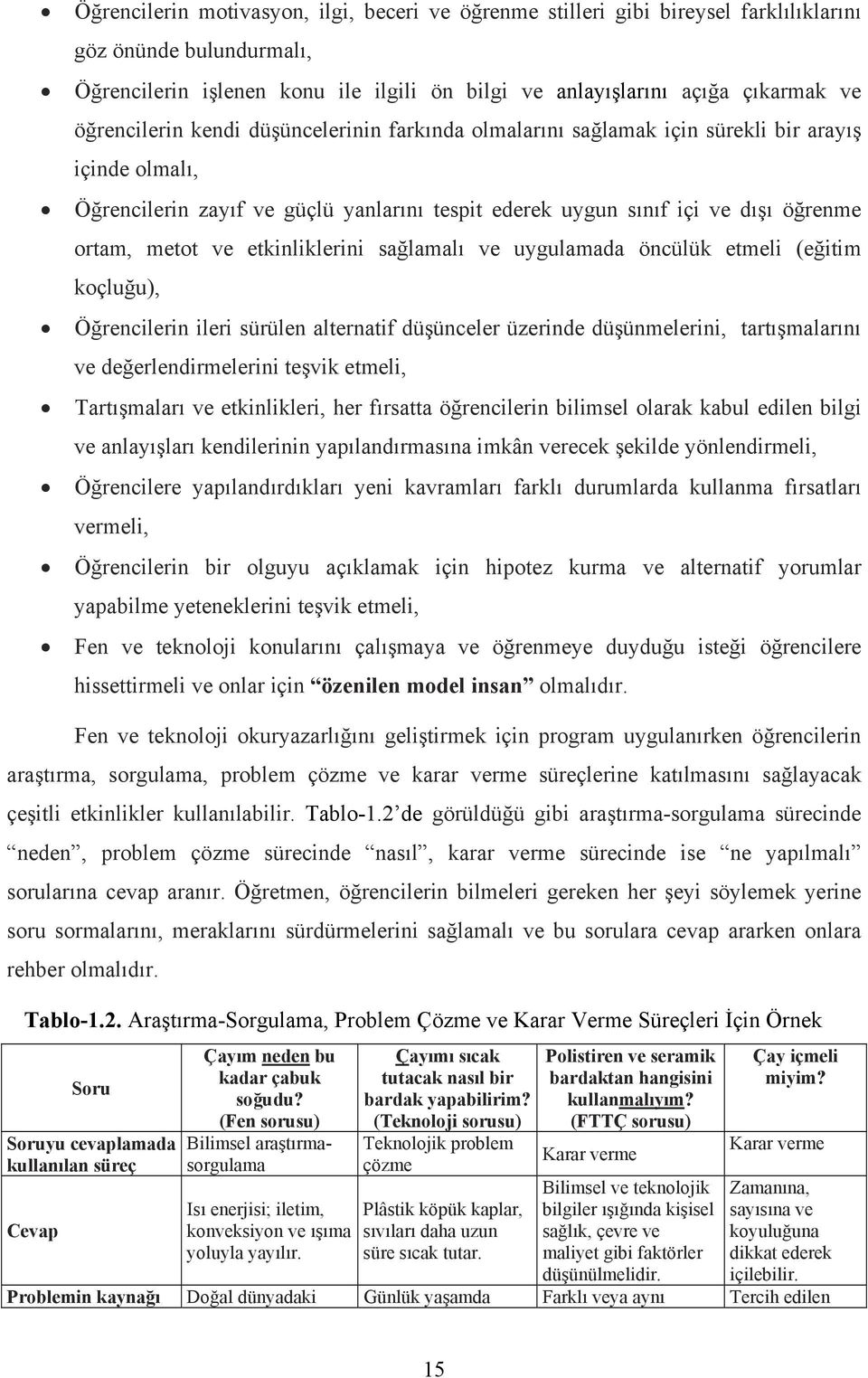 ve etkinliklerini sağlamalı ve uygulamada öncülük etmeli (eğitim koçluğu), Öğrencilerin ileri sürülen alternatif düşünceler üzerinde düşünmelerini, tartışmalarını ve değerlendirmelerini teşvik