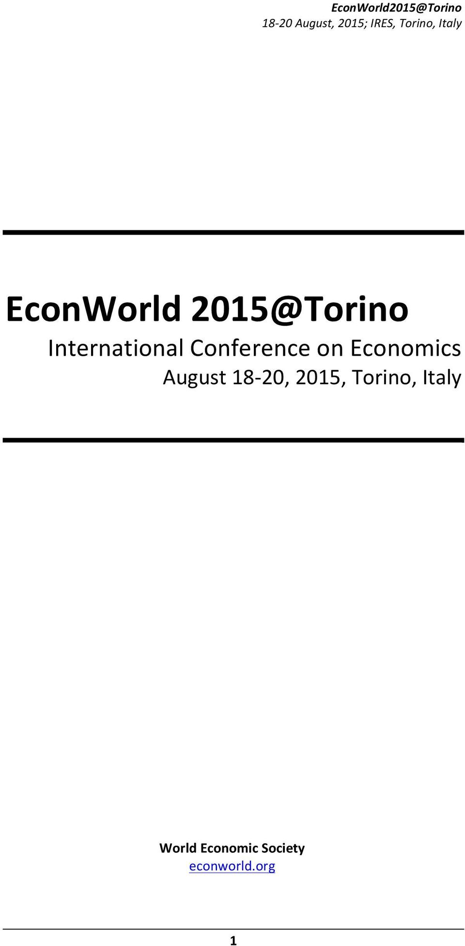 Economics August 18-20, 2015,