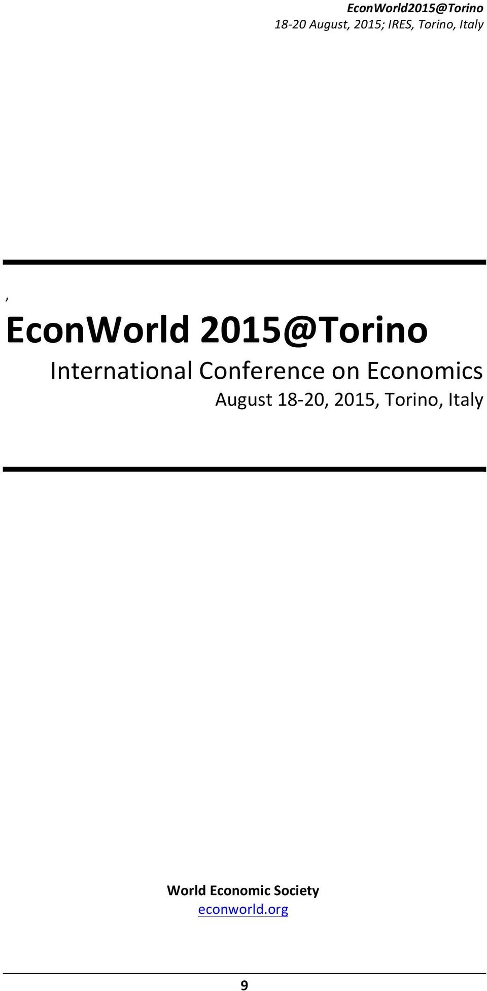 Economics August 18-20, 2015,