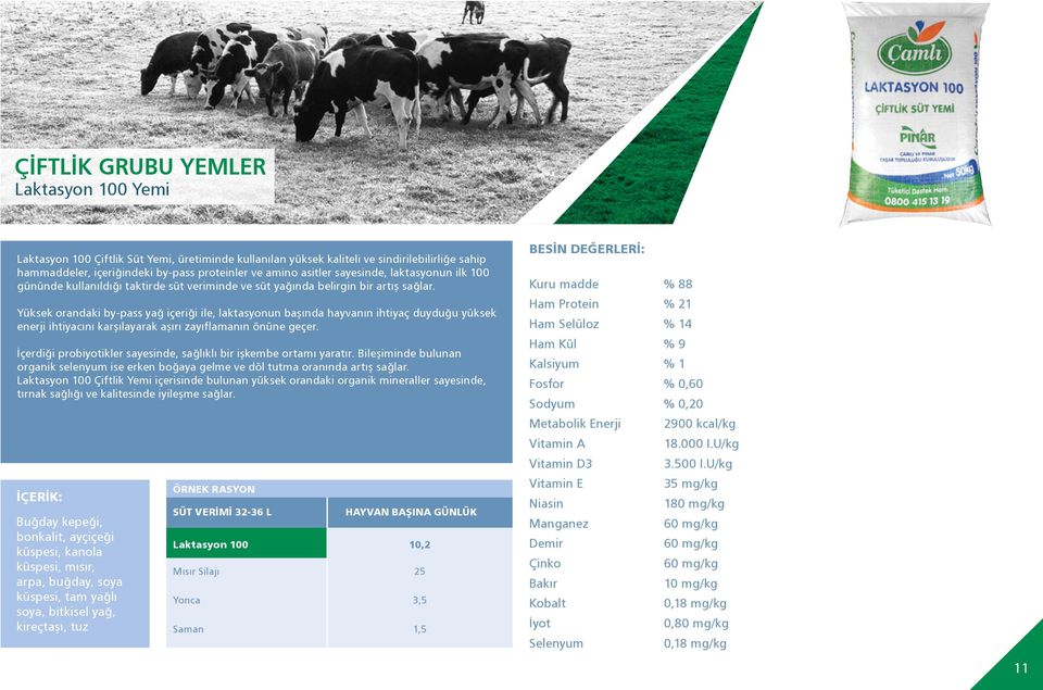 Yüksek orandaki bypass yağ içeriği ile, laktasyonun başında hayvanın ihtiyaç duyduğu yüksek enerji ihtiyacını karşılayarak aşırı zayıflamanın önüne geçer.