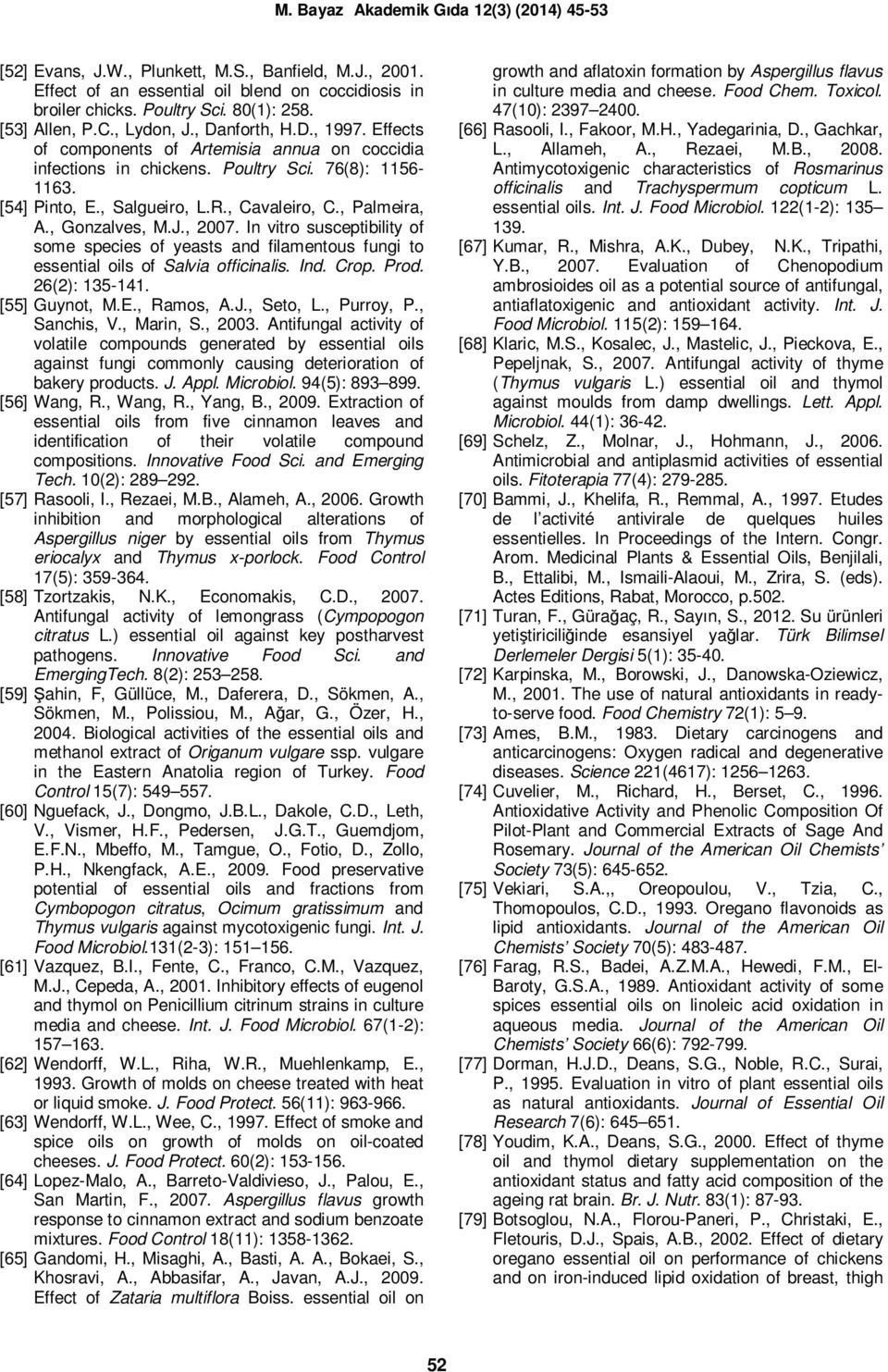 In vitro susceptibility of some species of yeasts and filamentous fungi to essential oils of Salvia officinalis. Ind. Crop. Prod. 26(2): 135-141. [55] Guynot, M.E., Ramos, A.J., Seto, L., Purroy, P.