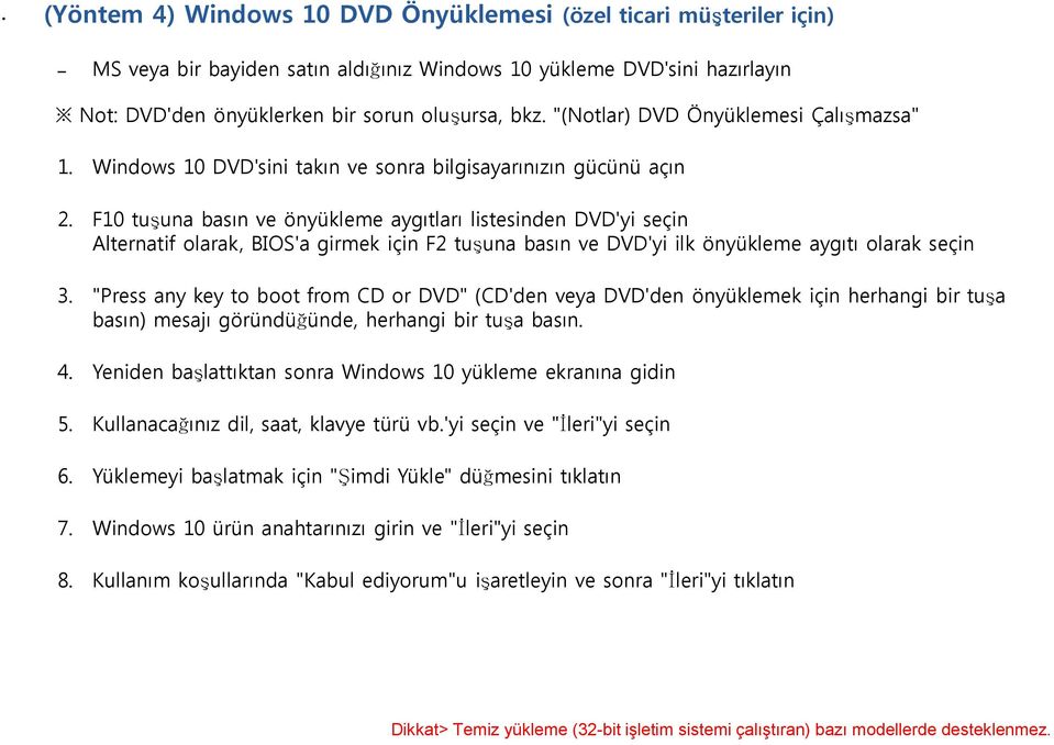 F10 tuşuna basın ve önyükleme aygıtları listesinden DVD'yi seçin Alternatif olarak, BIOS'a girmek için F2 tuşuna basın ve DVD'yi ilk önyükleme aygıtı olarak seçin 3.