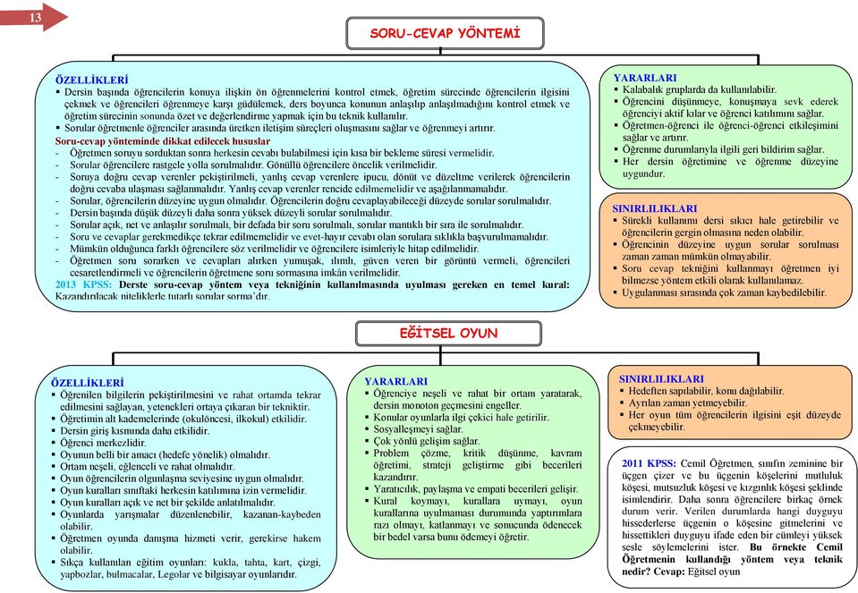 Sorular öğretmenle öğrenciler arasında üretken iletişim süreçleri oluşmasını sağlar ve öğrenmeyi artırır.