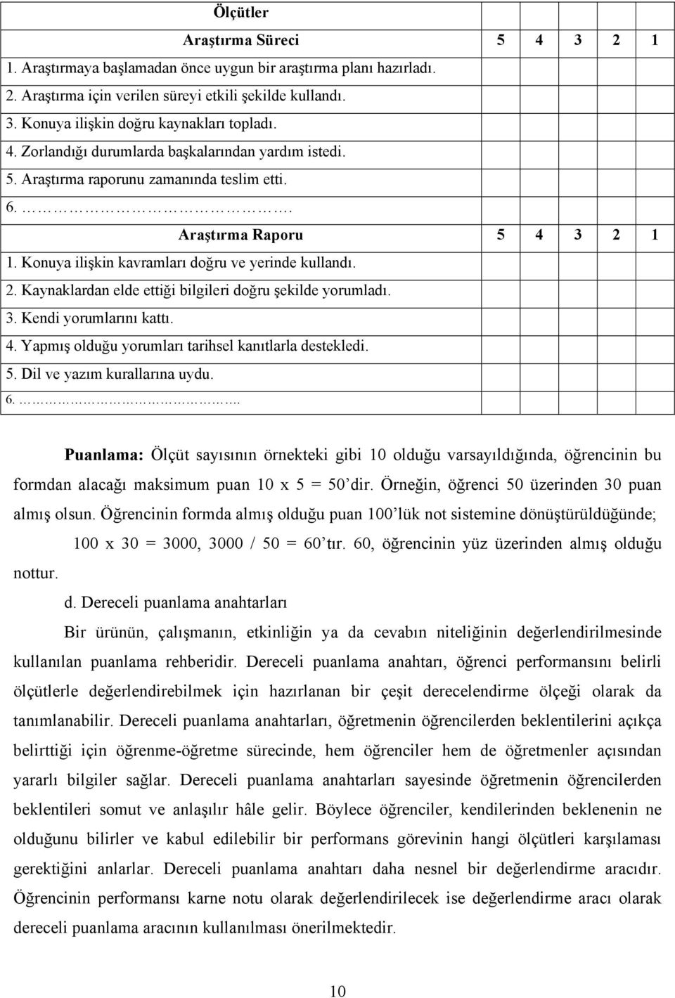 3. Kendi yorumlarını kattı. 4. Yapmış olduğu yorumları tarihsel kanıtlarla destekledi. 5. Dil ve yazım kurallarına uydu. 6.