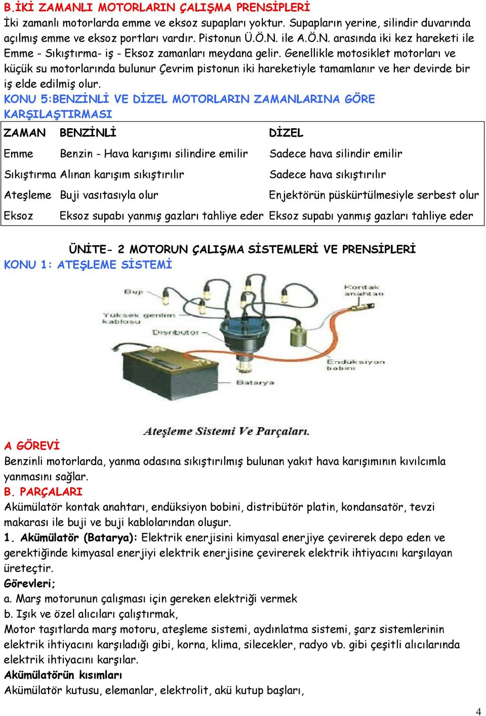 Genellikle motosiklet motorları ve küçük su motorlarında bulunur Çevrim pistonun iki hareketiyle tamamlanır ve her devirde bir iş elde edilmiş olur.