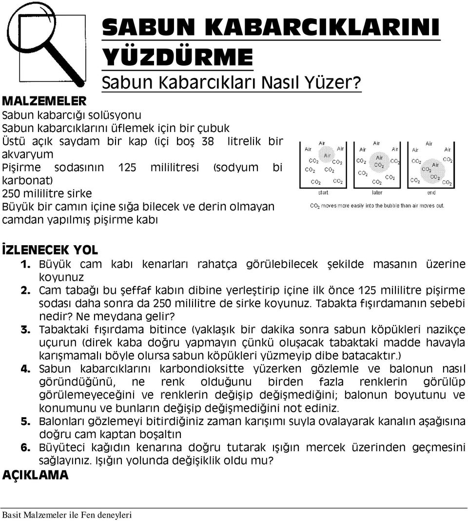 sirke Büyük bir camın içine sığa bilecek ve derin olmayan camdan yapılmış pişirme kabı 1. Büyük cam kabı kenarları rahatça görülebilecek şekilde masanın üzerine koyunuz 2.