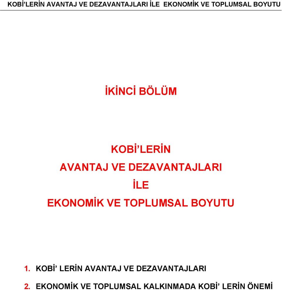 KOBİ LERİN AVANTAJ VE DEZAVANTAJLARI 2.