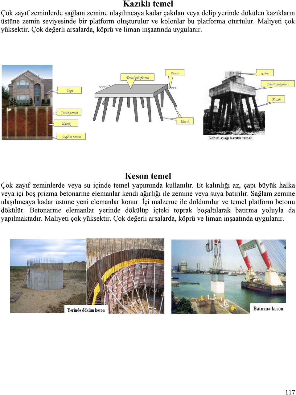 Et kalınlığı az, çapı büyük halka veya içi boş prizma betonarme elemanlar kendi ağırlığı ile zemine veya suya batırılır. Sağlam zemine ulaşılıncaya kadar üstüne yeni elemanlar konur.