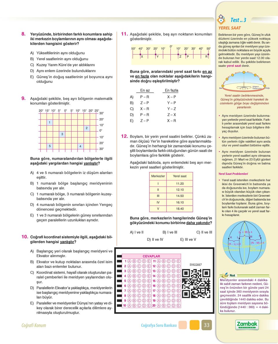 olduðunu 9. Aþaðýdaki þekilde, beþ ayrý bölgenin matematik konumlarý gösterilmiþtir.