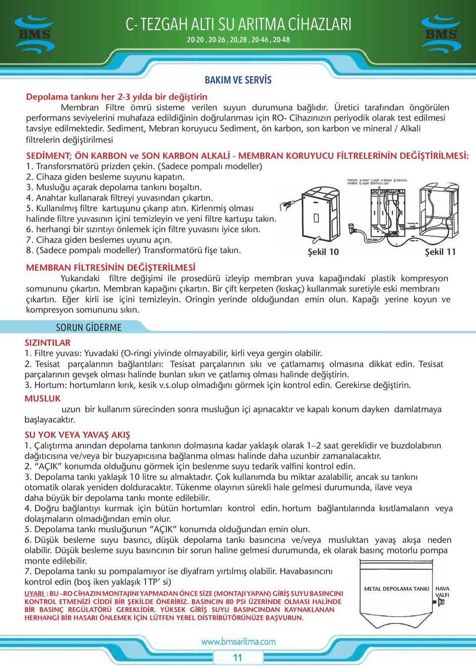 Sediment, Mebran koruyucu Sediment, ön karbon, son karbon ve mineral / Alkali filtrelerin değiştirilmesi SEDİMENT; ÖN KARBON ve SON KARBON ALKALİ - MEMBRAN KORUYUCU FİLTRELERİNİN DEĞİŞTİRİLMESİ: 1.