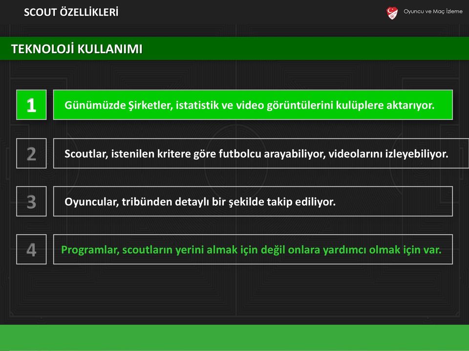 2 Scoutlar, istenilen kritere göre futbolcu arayabiliyor, videolarını izleyebiliyor.