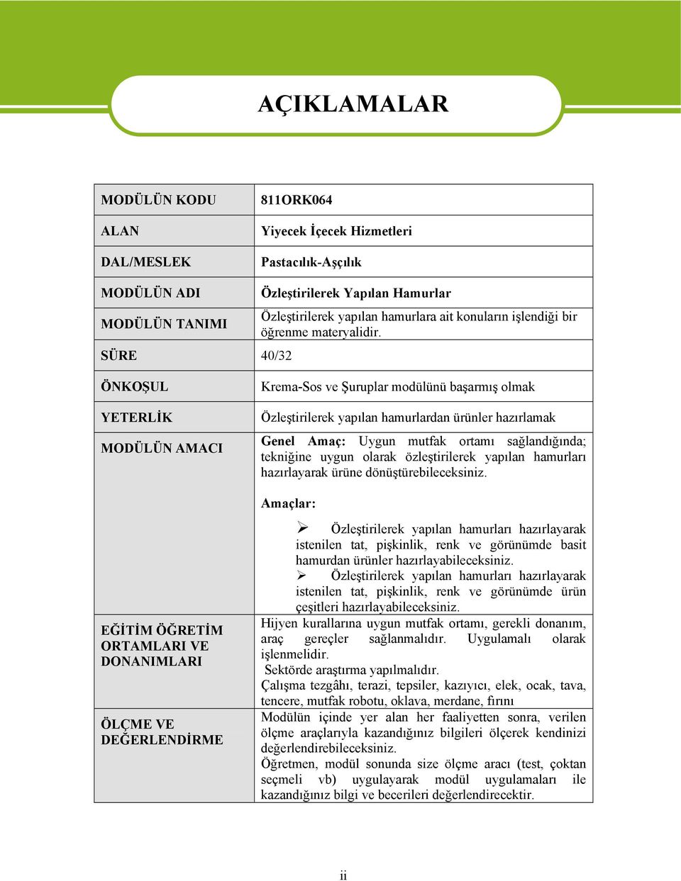 ÖNKOŞUL YETERLİK MODÜLÜN AMACI Krema-Ss ve Şuruplar mdülünü başarmış lmak Özleştirilerek yapılan hamurlardan ürünler hazırlamak Genel Amaç: Uygun mutfak rtamı sağlandığında; tekniğine uygun larak