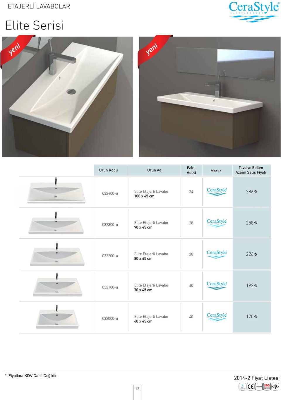 45 cm 28 258 032200-u Elite Etajerli Lavabo 80 x 45 cm 28 226 032100-u Elite