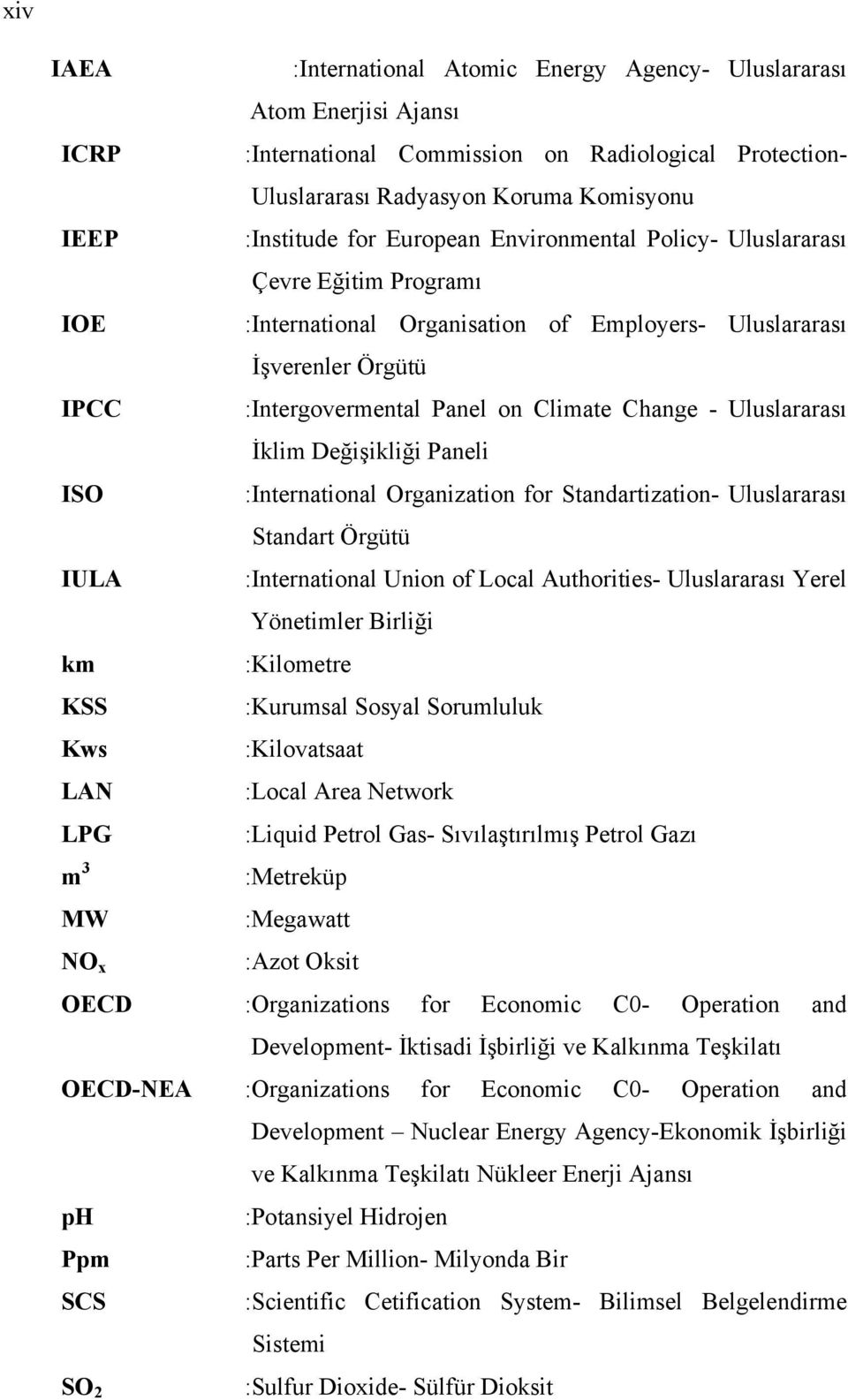 Uluslararası İklim Değişikliği Paneli ISO :International Organization for Standartization- Uluslararası Standart Örgütü IULA :International Union of Local Authorities- Uluslararası Yerel Yönetimler