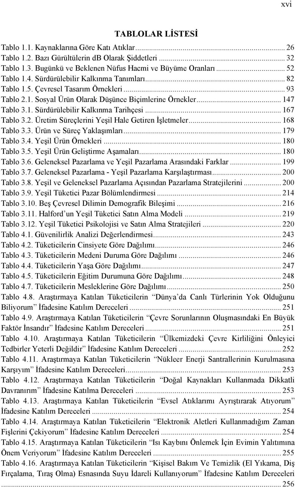 .. 167 Tablo 3.2. Üretim Süreçlerini Yeşil Hale Getiren İşletmeler... 168 Tablo 3.3. Ürün ve Süreç Yaklaşımları... 179 Tablo 3.4. Yeşil Ürün Örnekleri... 180 Tablo 3.5.