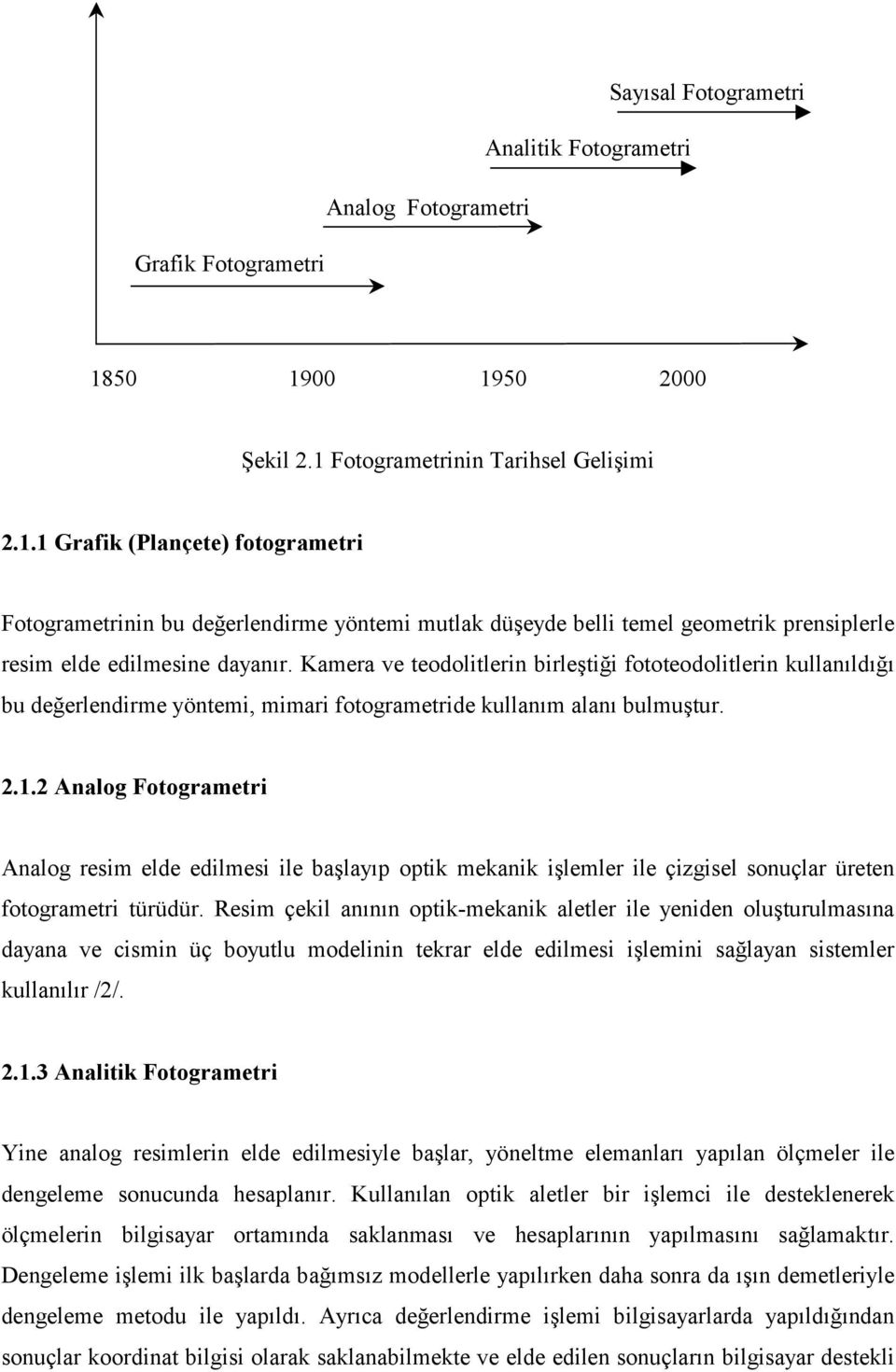 Kamera ve teodolitlerin birleştiği fototeodolitlerin kullanıldığı bu değerlendirme yöntemi, mimari fotogrametride kullanım alanı bulmuştur. 2.1.